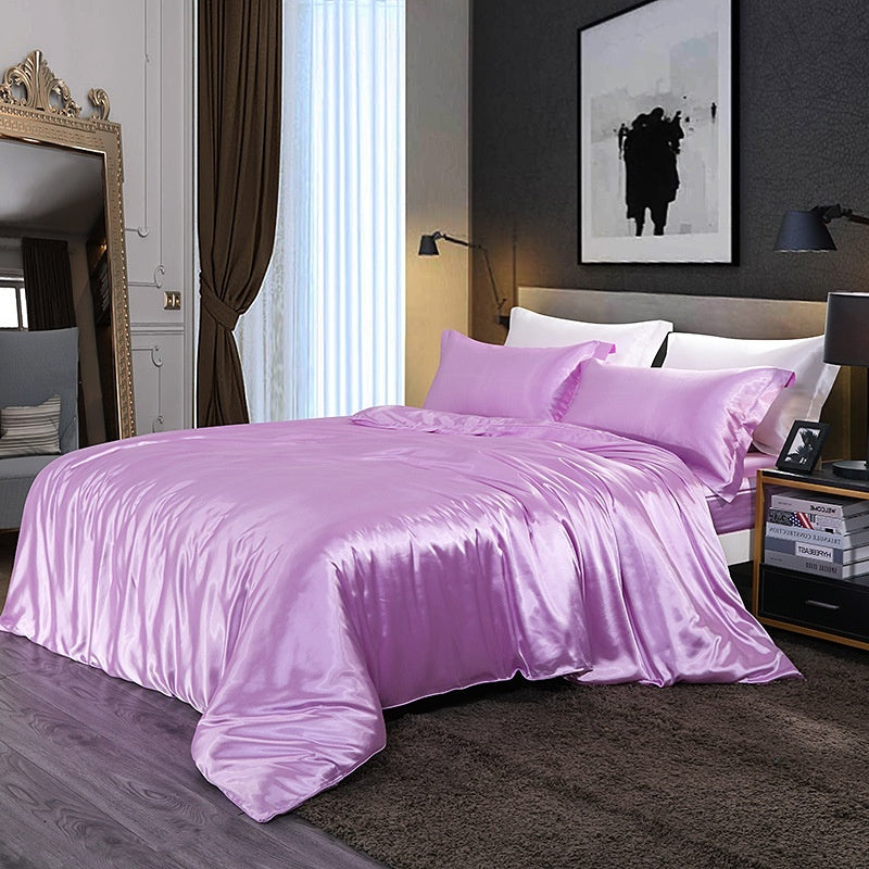 Luxurious Four-Piece Mulberry Silk Quilt Cover – Soft, Breathable & Elegant Bedding Set