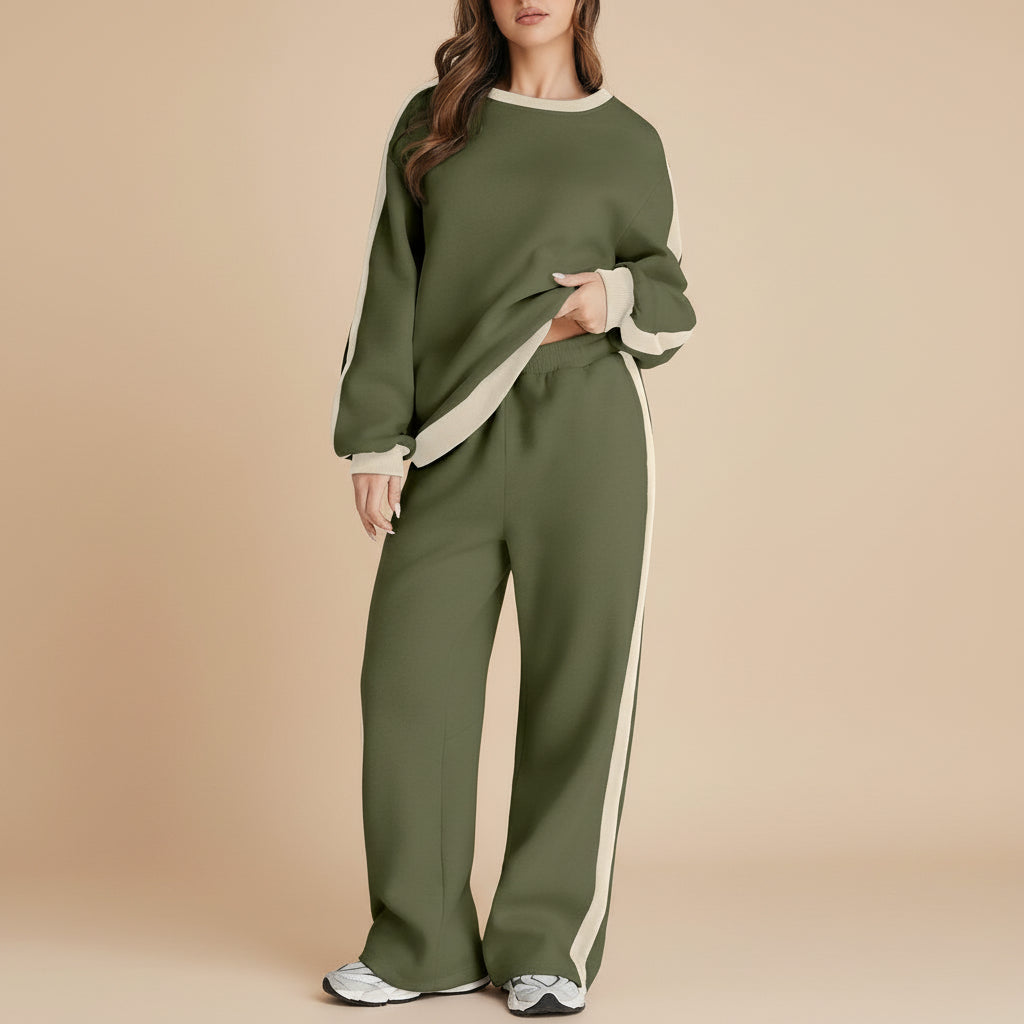 Streetwear Spliced Tracksuit Set – Hipster Long Sleeve Top & Pants | Women’s Street Fashion Outfit