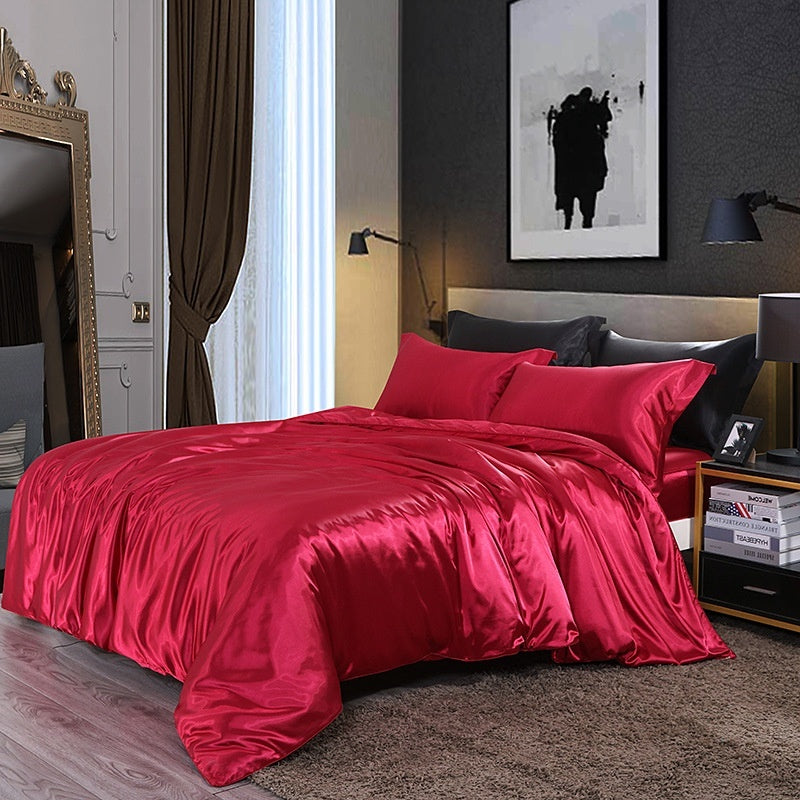 Luxurious Four-Piece Mulberry Silk Quilt Cover – Soft, Breathable & Elegant Bedding Set