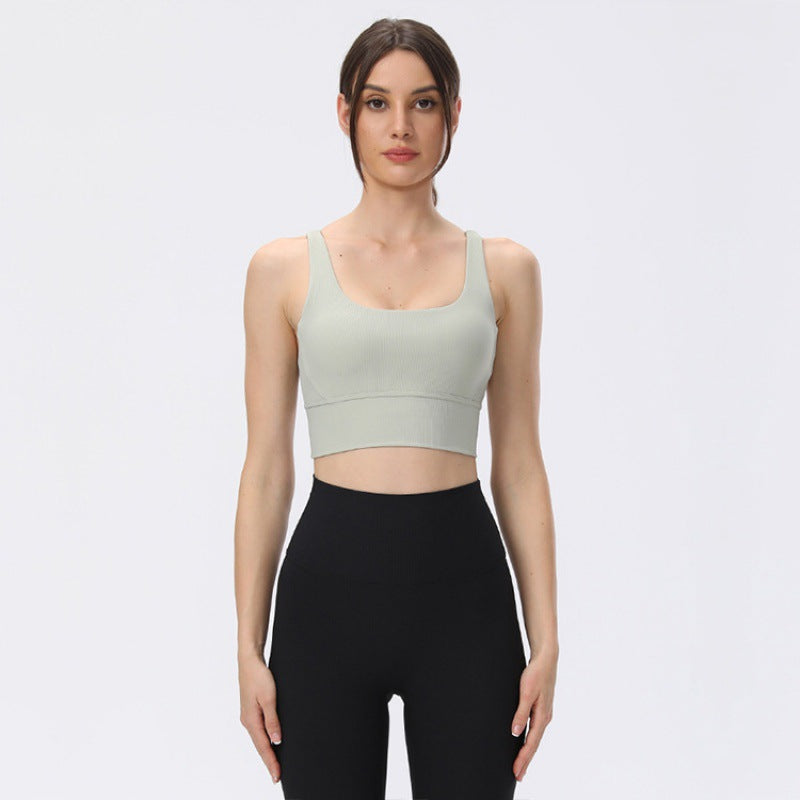 Soutien Desportivo Rib Nude Feel para Yoga – Soutien Desportivo Feminino com Alças Cruzadas e Secagem Rápida | Suporte Sem Costuras e Conforto Ultramacio
