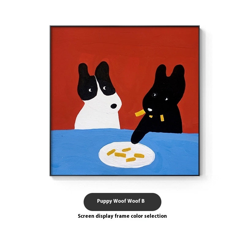 Dog Red Square – Modern Framed Canvas Wall Art