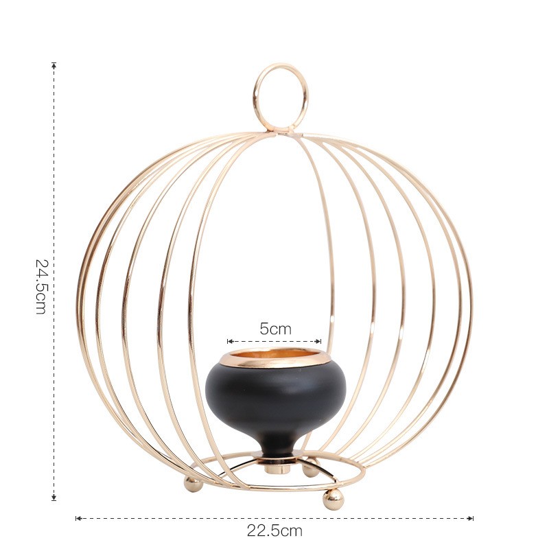 European Geometric Iron Candlestick – Elegant Home Decor Ornament