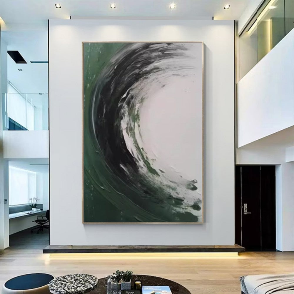 Handmade Green Abstract Oil Painting Canvas – Modern Wall Art for Home Decor