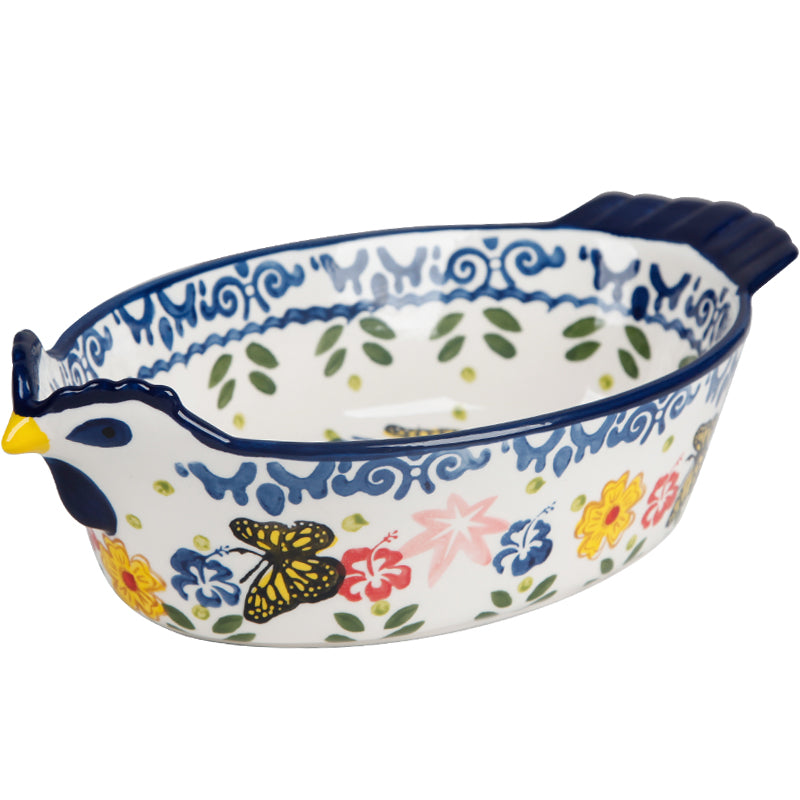 Butterfly Oval Rooster Porcelain Plate – Eco-Friendly Baking & Serving Dish