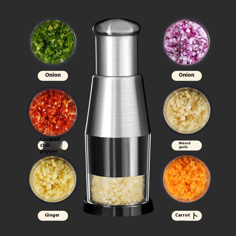 Garlic Crusher & Onion Chopper – Manual Multi-Layer Vegetable Press | Stainless Steel Kitchen Gadget