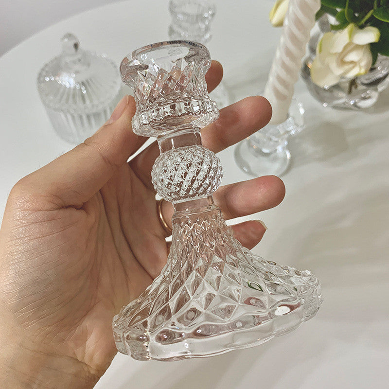 Romantic Glass Candle Holder – Elegant Table Decor for Restaurants & Homes