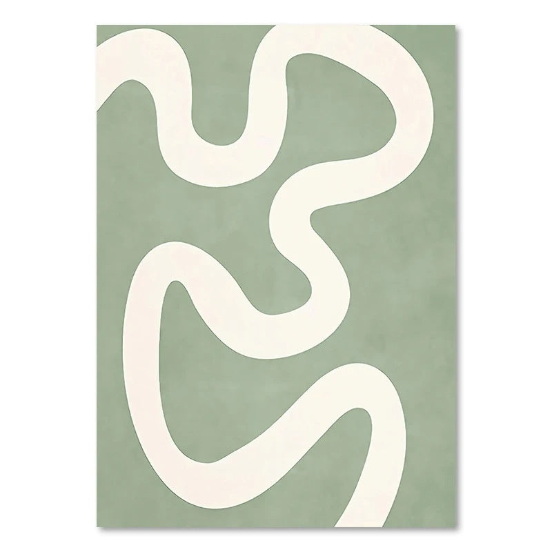 Green Plant Canvas Wall Art – Cartoon-Style Handmade Decorative Painting