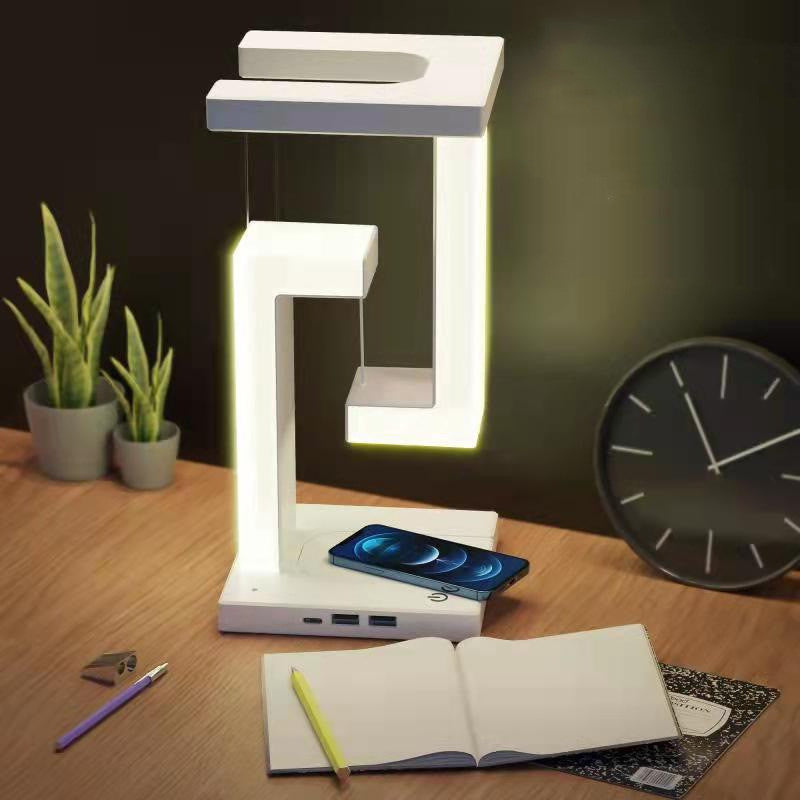 Creative Floating Wireless Charging Table Lamp – Eye Protection LED Night Light for Home & Office