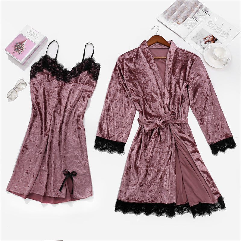 Luxury Velvet Women’s Nightwear Set – Soft, Breathable Sleep Dress & Cozy