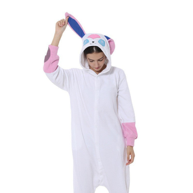 Bunny One-Piece Polar Fleece Pyjama – Ultra-Soft Winter Homewear for Women