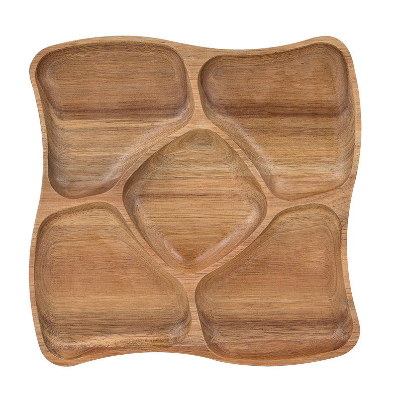 Luxury Wooden Fruit Plate – Fish, Leaf & Square Design Serving Tray