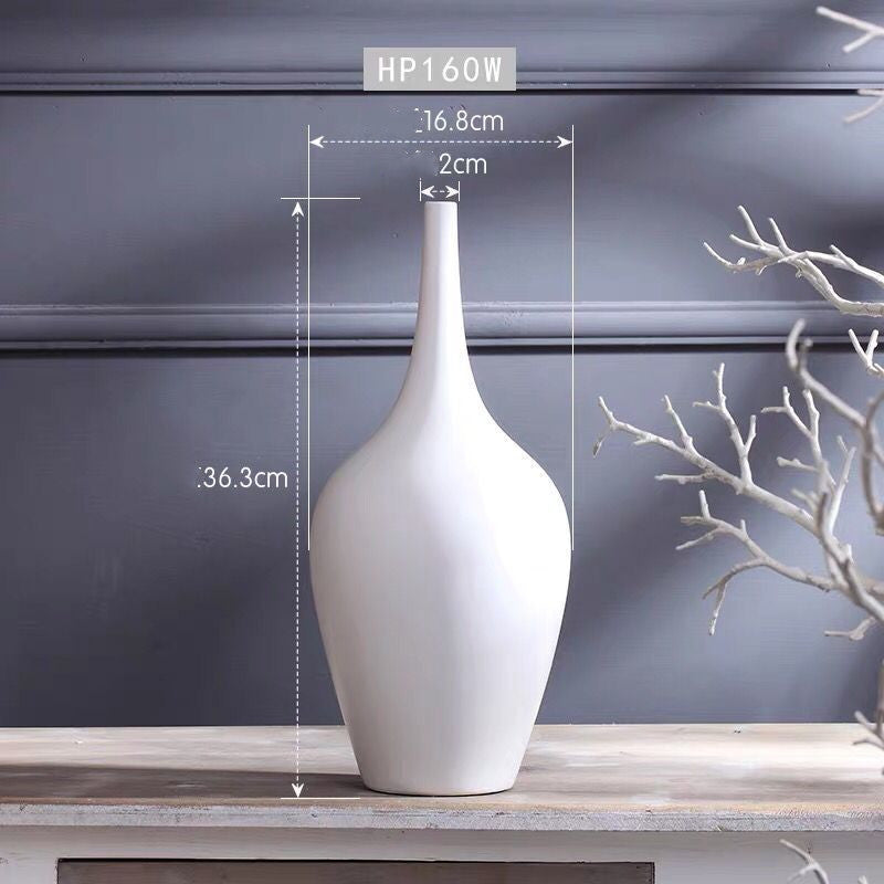 Modern Black & White Ceramic Vase – Minimalist Home Desktop Flower Arrangement Decor