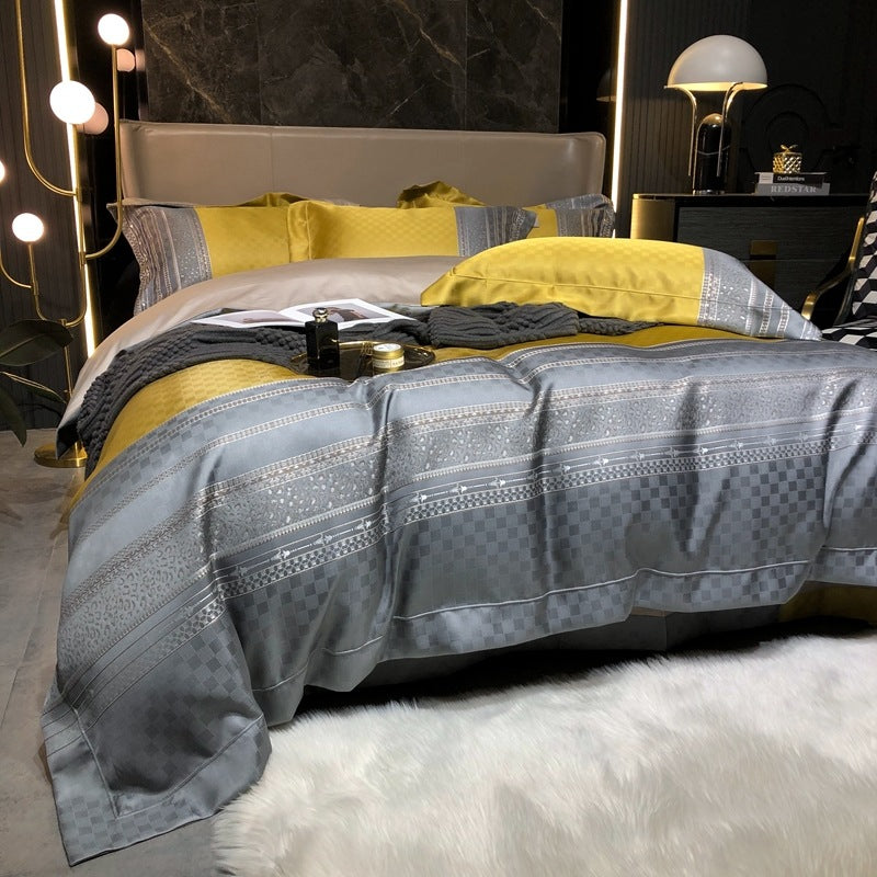 High-Precision Cotton Bedding Set – Luxury 4-Piece Quilt Cover & Sheet