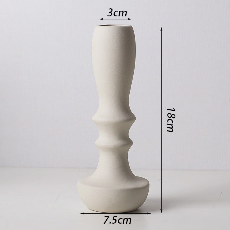 Minimalist Ceramic Vase & Pillar Candle Holder – Living Room Decor Ornament