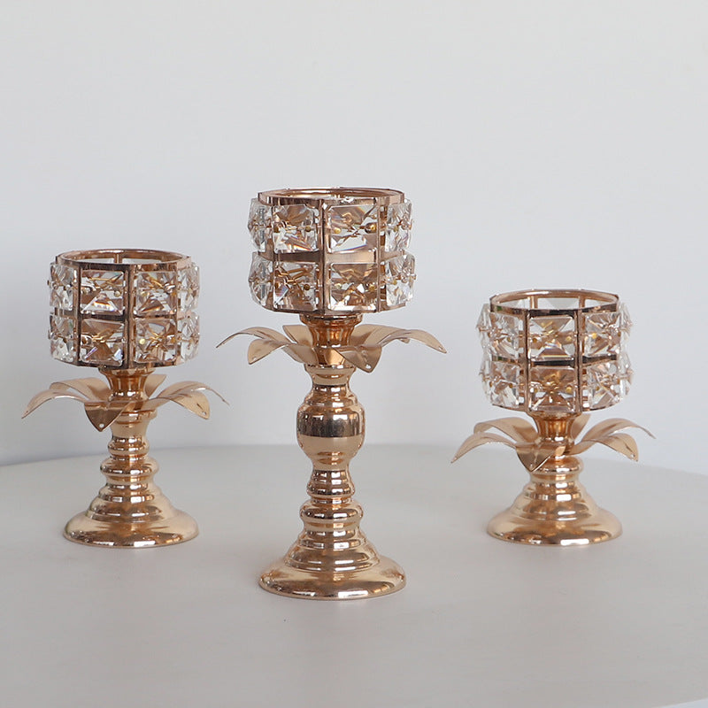 Nordic Crystal Candle Holder – Elegant Metal Candlestick Home Decor