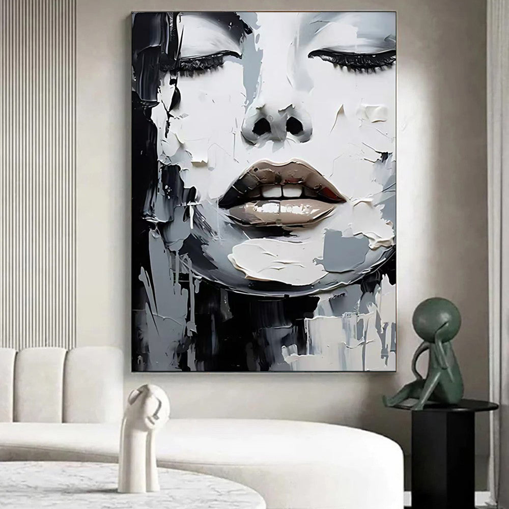 Hand-Painted Modern Portrait Oil Painting on Canvas – Unframed Wall Art