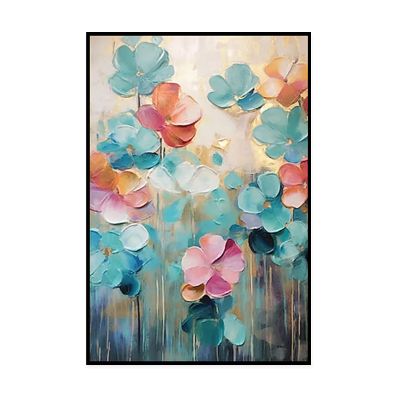 Handmade Oil Painting on Canvas – Fresh Flowers Wall Art for Home Decor