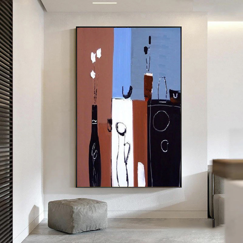 Handmade Abstract Oil Painting Canvas – Modern Rolled Wall Art for Home Decor