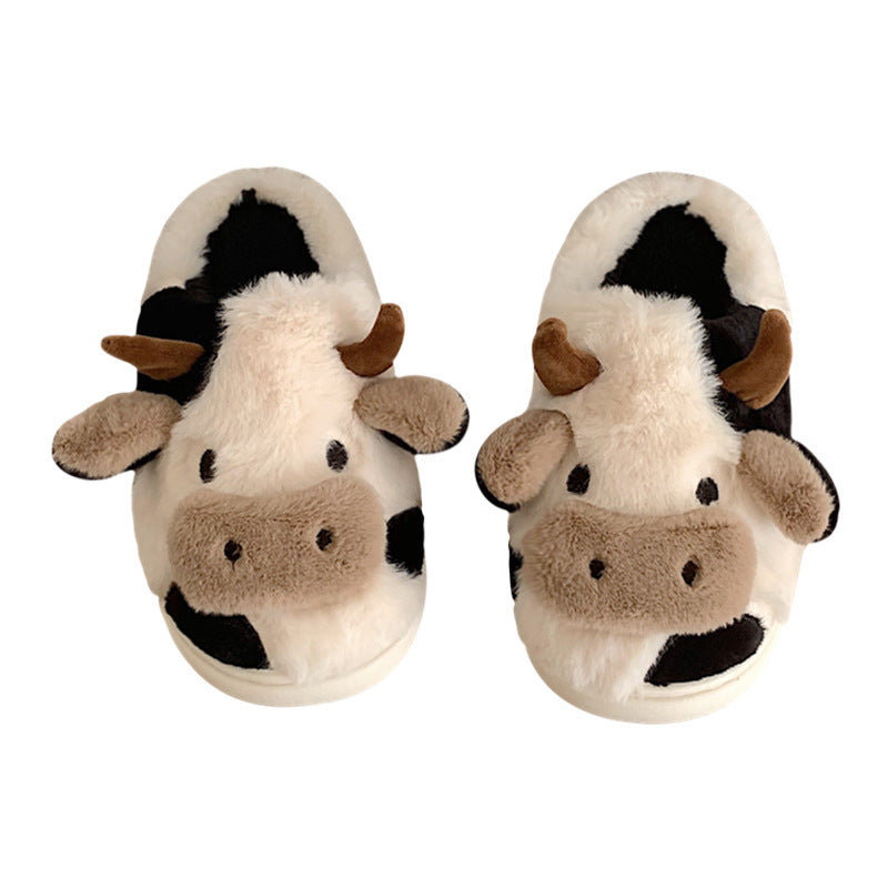 Cute Cow Slippers for Women – Warm, Non-Slip Indoor & Outdoor Plush Slides